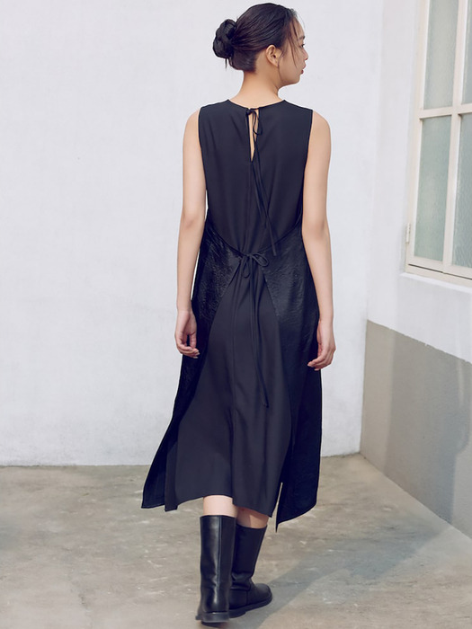 Layered Silky Long Dress  Black (KE4271M015)