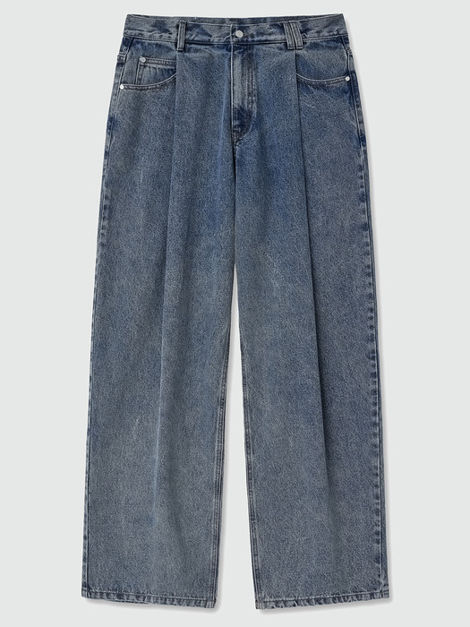 Deep Pleats Wide Jeans DCPT030STNGRBlue