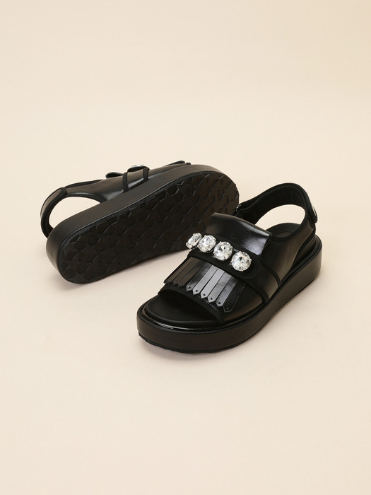 Jewelry tassel sandal(black)_DG2AM24017BLK