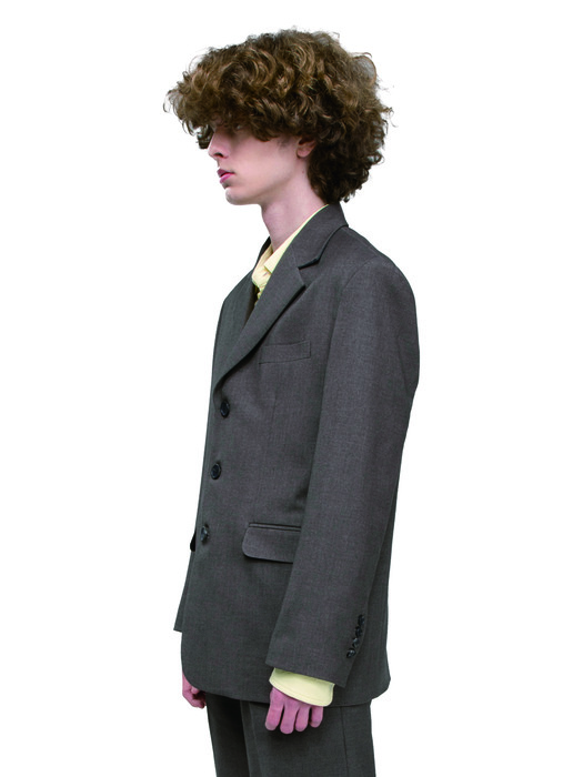 WOOL 3-BUTTON OVERSIZED JACKET_[CHARCOAL BROWN]