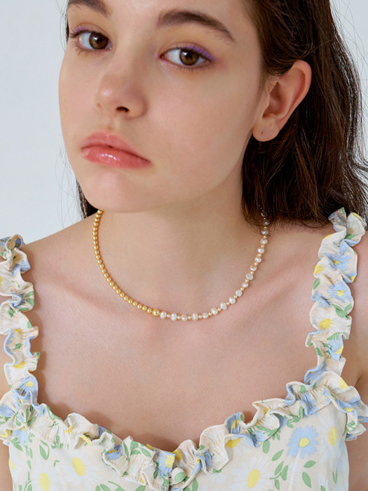 gold swarovski mix pearl necklace