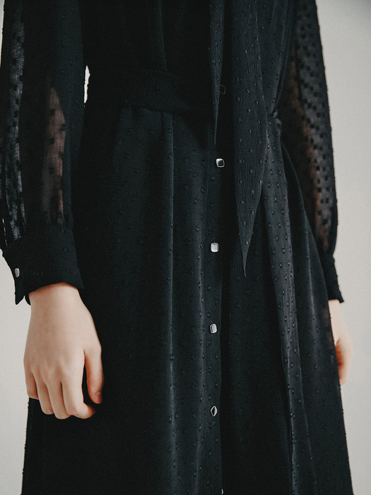 스위스 도트 시폰 드레스(BLACK)