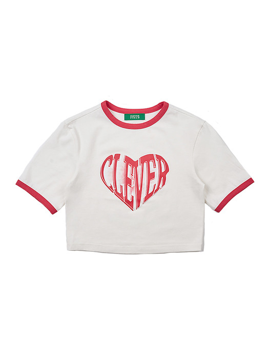 Heart Crop Ringer T-Shirt (Red)