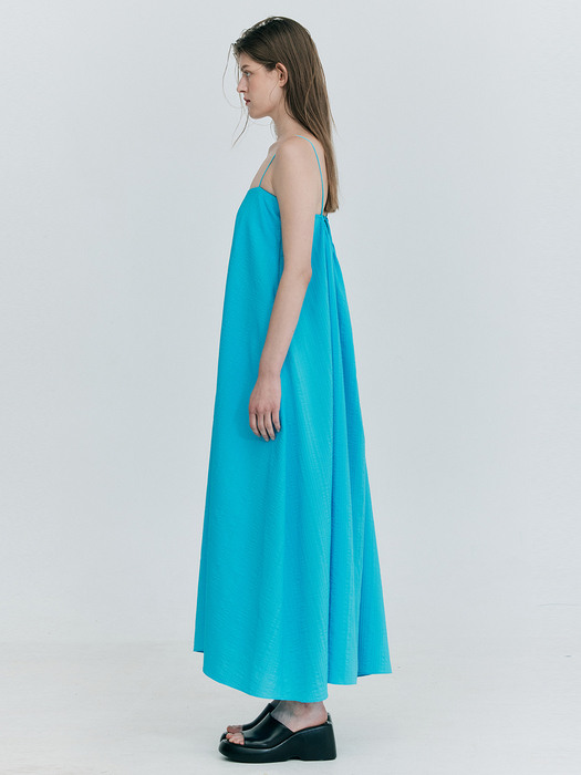 Seersucker Sleeveless Dress_Blue