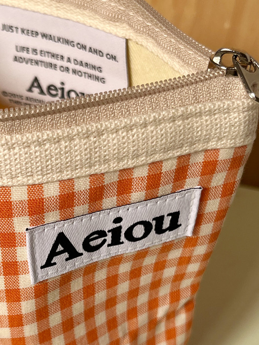 Aeiou Basic Pouch (L size) Tangerine Check