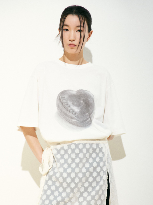 Heart Candy Loose Fit T Shirt - White