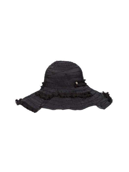 Soft frill wide hat(Black)