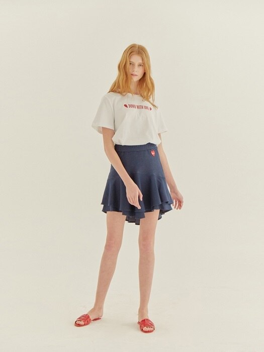 LOVE JERSEY TIERED SKIRT (DARK NAVY)