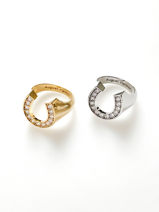Crystal Horseshoe Ring (2color)