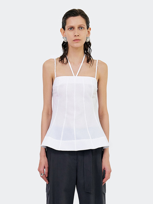 STRAPPY SLEEVELESS CAMISOLE TOP - WHITE