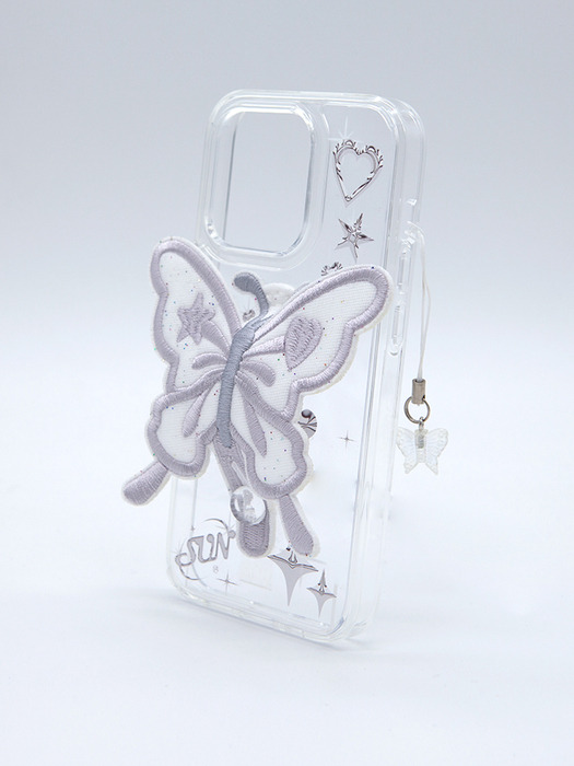 SUN CASE CLEAR PATCH BUTTERFLY SILVER