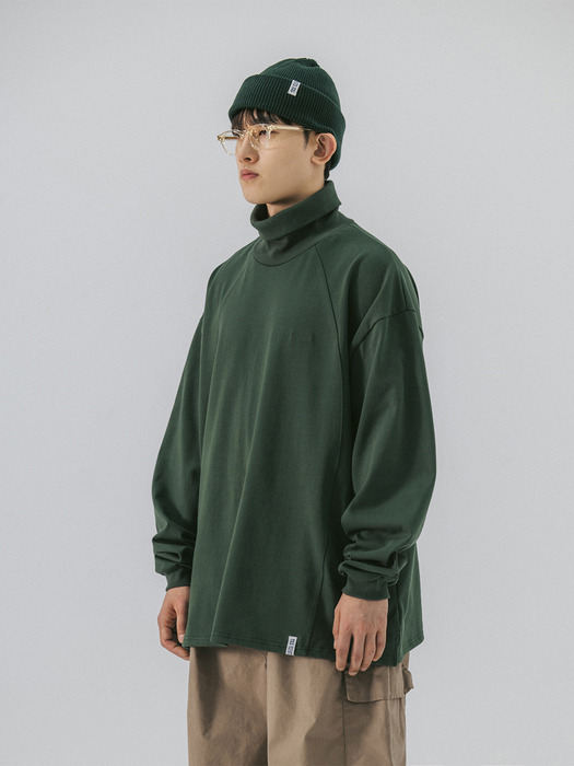 Oval Incision Turtle Neck Long Sleeve - 그린