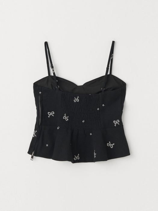 RIBBON EMBROIDERED BUSTIER_BLACK