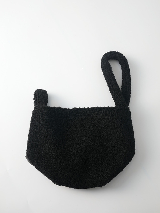 Wool dumpling wrist bag - Black