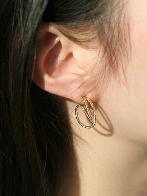 X line ring earrings (2colors)