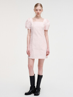 Square Puff Mini Dress, Pink