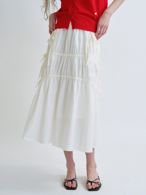 S Shirring Detail Skirt_White