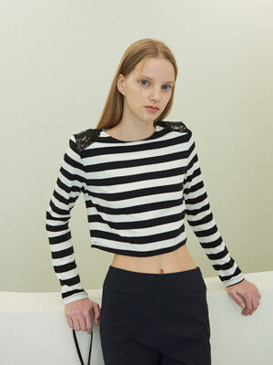 Point Stripe Crop Top