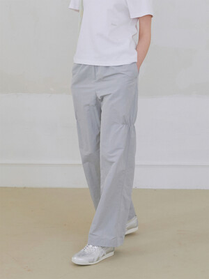 Shirring Nylon Straight Pants - Grey