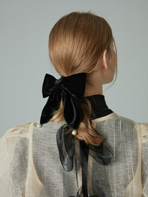 velvet ribbon pearl hair scrunchie