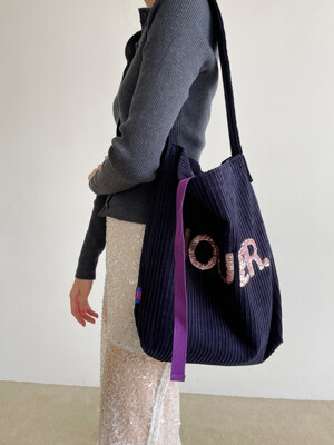 Spangle shoulder bag. corduroy navy.