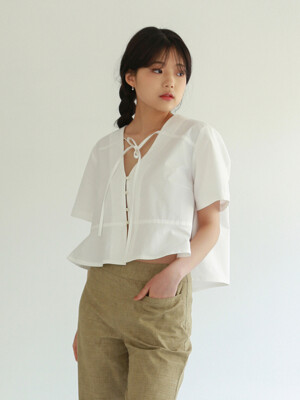 V-neck Blouse, white