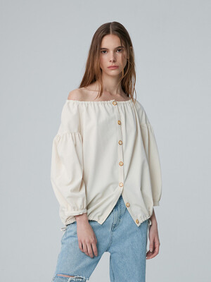 Blouse Blouson Half S Light Beige