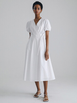 퍼프슬리브 랩 드레스(WHITE)
