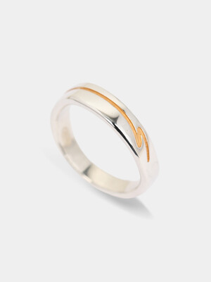 Heart gold line ring S (925 silver)