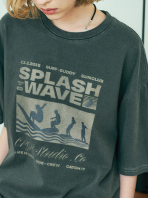 SPLASH WAVE 피그먼트 반팔티 스모크블랙