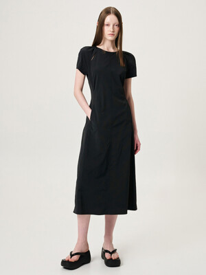 Raglan Slit Detail Dress, Black
