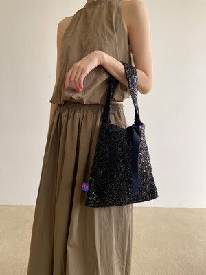 Spangle padding Mini Bag. Black