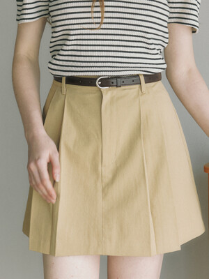 Julie Short Pleats Skirt - Beige