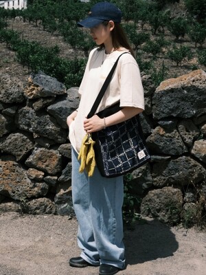 [Patchwork Canvas Bag] Reef Check - Navy