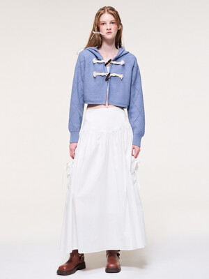 Shirring Pocket Long Skirt, Ivory