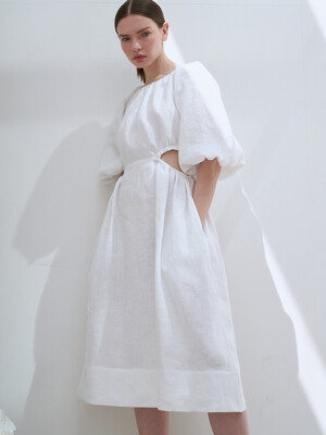 Drew Cutout Midi Dress (Linen White)