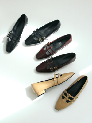 Dahlia double strap flat shoes_CB0082(3colors)