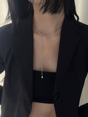 [925silver] Y pearl necklace (2color)