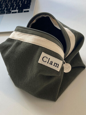 Clam round pouch _ Khaki
