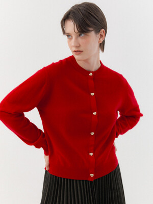 Gold Button Cardigan (Red)
