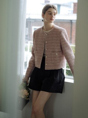 Single breasted nana tweed jacket_Pink