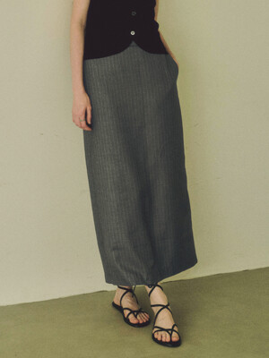 Pin Stripe Long Skirts_CTS606(Grey)