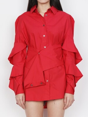 RED RUFFLE BLOUSE