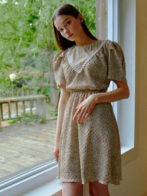 Cutout Ribbon Mini Dress, Beige