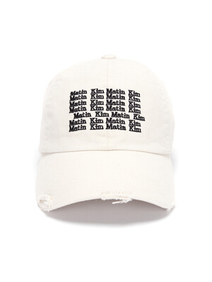 LETTERING WASHED BALL CAP IN IVORY
