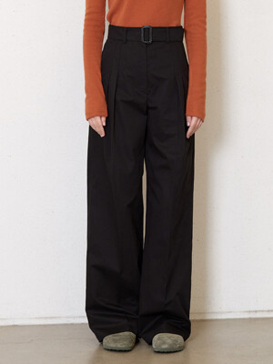 cotton belted pants_black