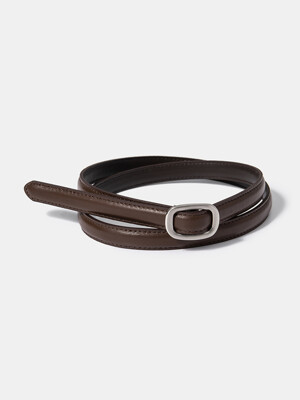 (W) simple slim belt (T008_brown)