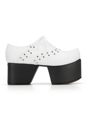 Pointed Toe Derby with Separated Platforms | White/Black
