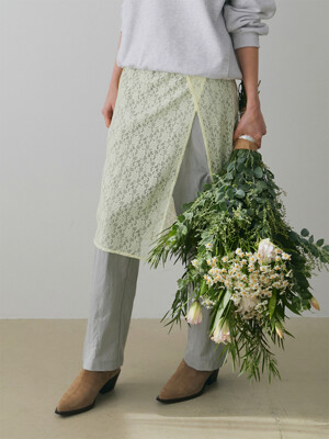 Floral Lace Layered Skirt - Lemon