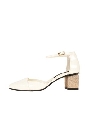 Golden Heel Banana Sandal White